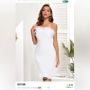 Fuzzy trim body con tube dress